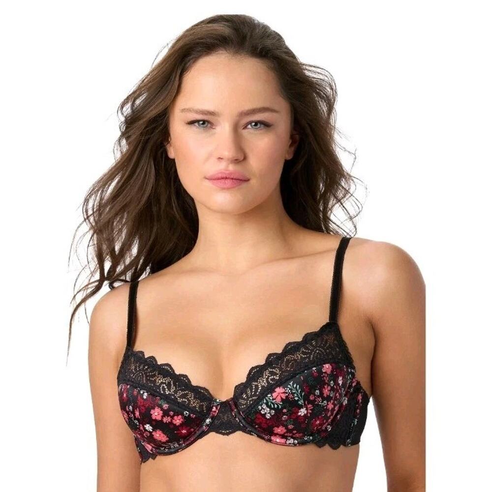 Adored by Adore Me Stretch Satin and Lace Lightly Padded Lizzie T-Shirt Bra 38C